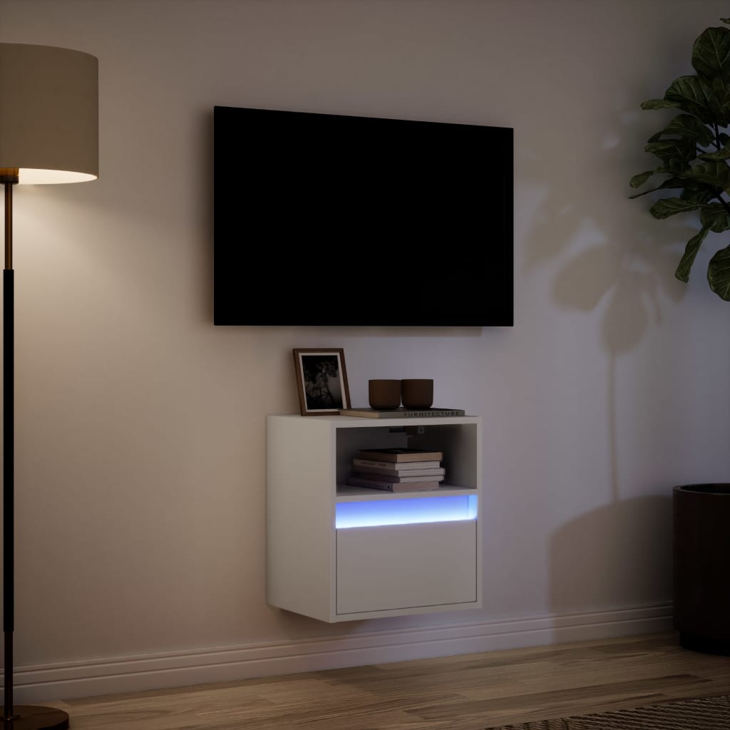 Tv-wandmeubel met LED-verlichting 41x31x45 cm wit is nu te koop bij PeponiXL, paradijselijk wonen!