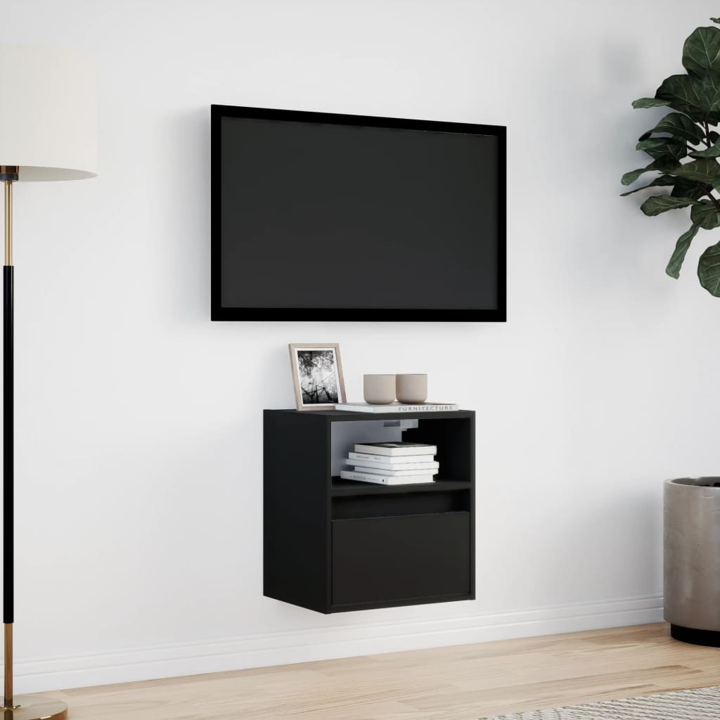Tv-wandmeubel met LED-verlichting 41x31x45 cm zwart is nu te koop bij PeponiXL, paradijselijk wonen!