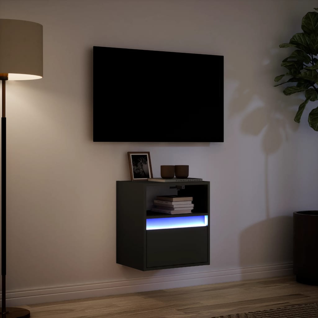 Tv-wandmeubel met LED-verlichting 41x31x45 cm zwart is nu te koop bij PeponiXL, paradijselijk wonen!