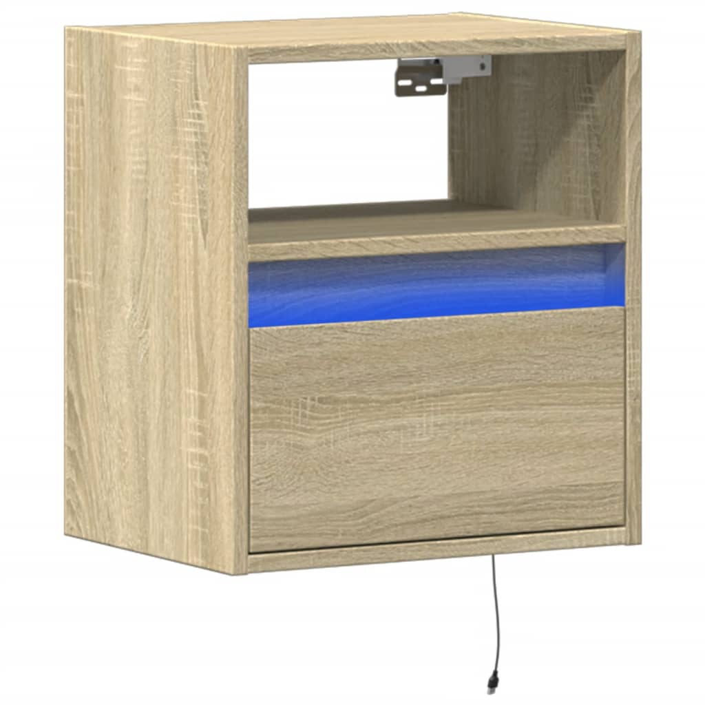 Tv-wandmeubel met LED-verlichting 41x31x45 cm sonoma eikenkleur is nu te koop bij PeponiXL, paradijselijk wonen!