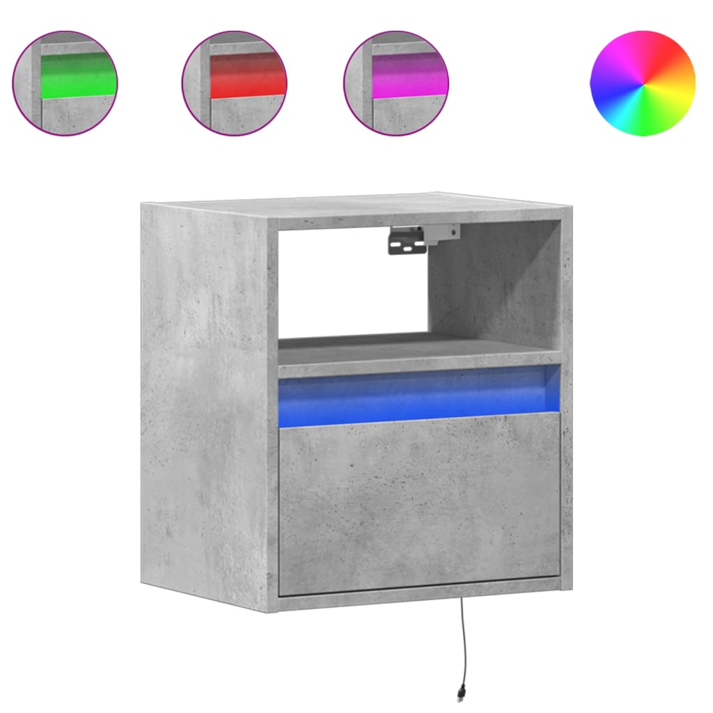 Tv-wandmeubels met LED-verlichting 2 st 41x31x45 cm betongrijs is nu te koop bij PeponiXL, paradijselijk wonen!