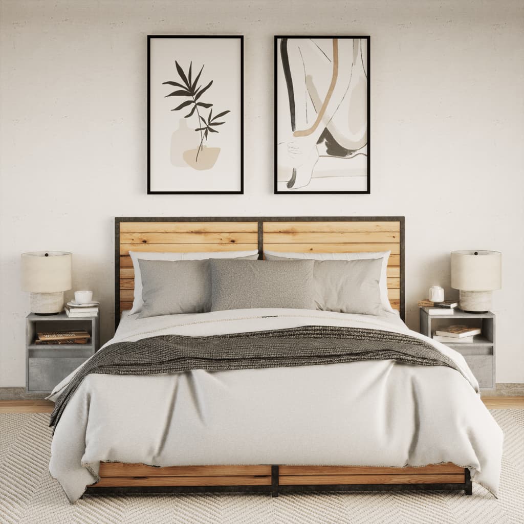 Tv-wandmeubels met LED-verlichting 2 st 41x31x45 cm betongrijs is nu te koop bij PeponiXL, paradijselijk wonen!