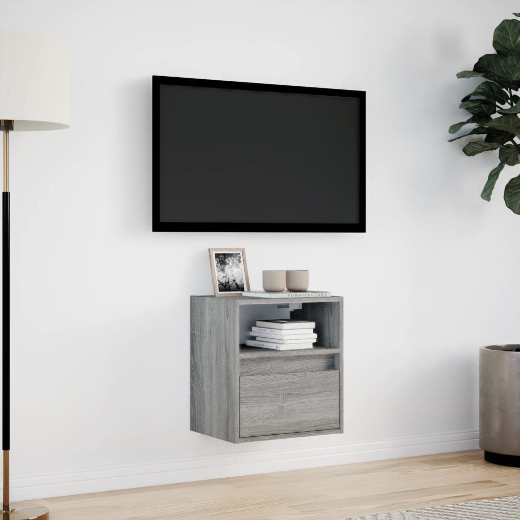 Tv-wandmeubel met LED-verlichting 41x31x45 cm grijs sonoma is nu te koop bij PeponiXL, paradijselijk wonen!