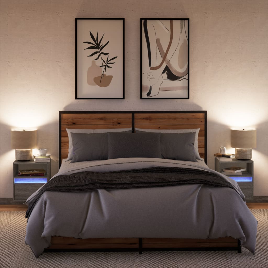 Tv-wandmeubels met LED 2 st 41x31x45 cm grijs sonoma eikenkleur is nu te koop bij PeponiXL, paradijselijk wonen!