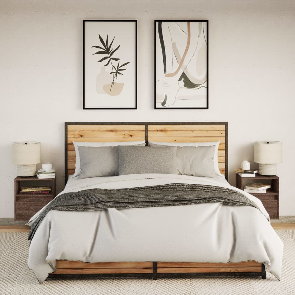 Tv-wandmeubels met LED 2 st 41x31x45 cm bruin eikenkleurig is nu te koop bij PeponiXL, paradijselijk wonen!