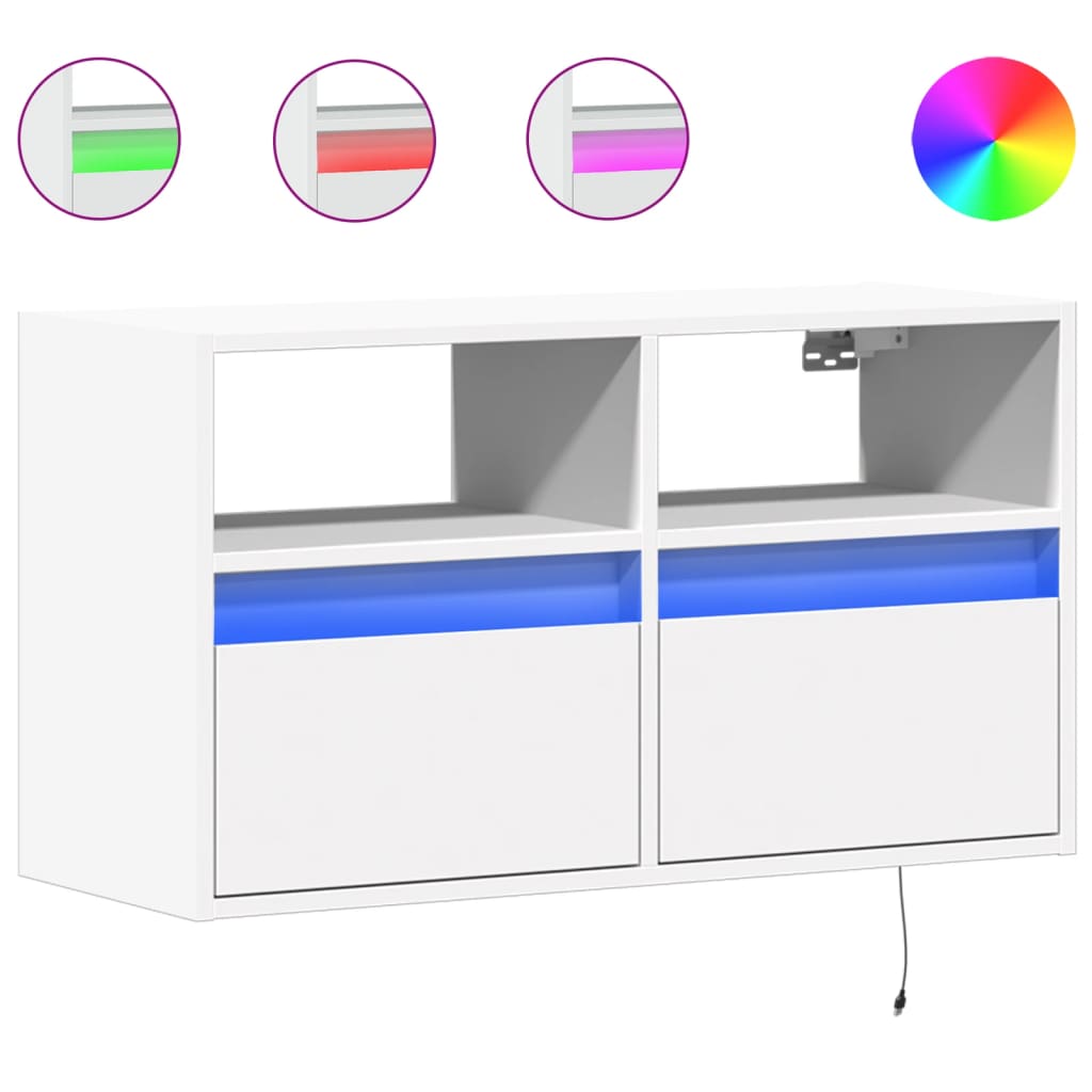 Tv-wandmeubel met LED-verlichting 80x31x45 cm wit is nu te koop bij PeponiXL, paradijselijk wonen!