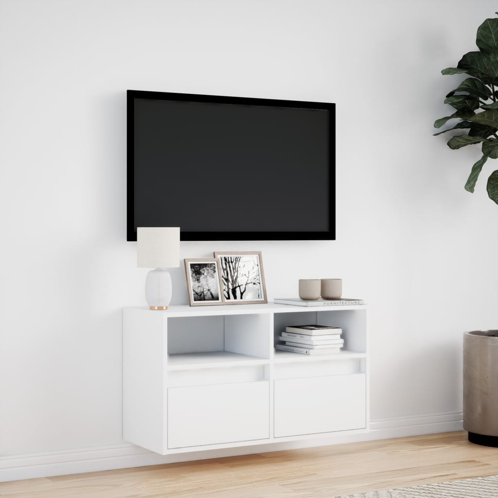 Tv-wandmeubel met LED-verlichting 80x31x45 cm wit is nu te koop bij PeponiXL, paradijselijk wonen!