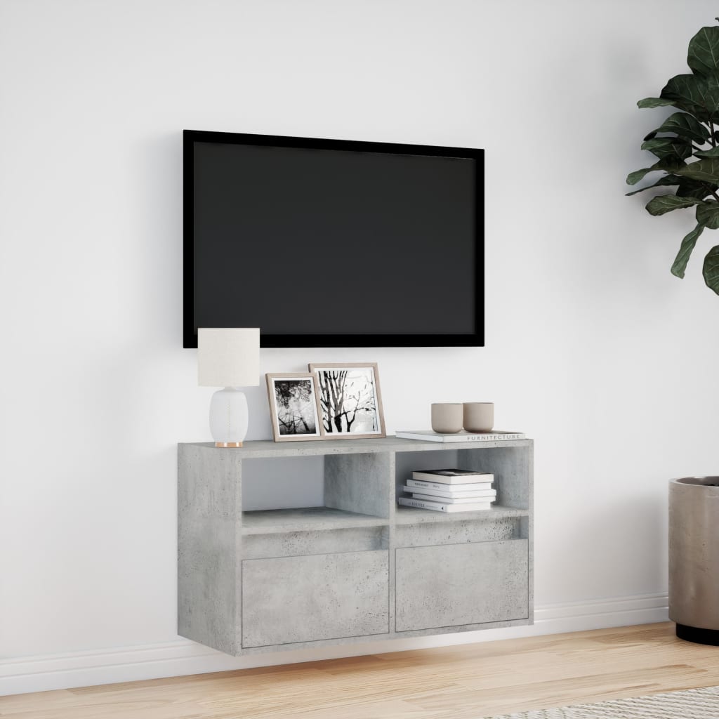 Tv-wandmeubel met LED-verlichting 80x31x45 cm betongrijs is nu te koop bij PeponiXL, paradijselijk wonen!