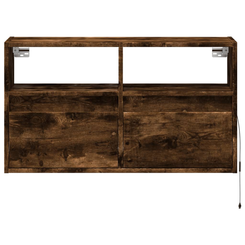 Tv-wandmeubel met LED-verlichting 80x31x45 cm gerookt eiken is nu te koop bij PeponiXL, paradijselijk wonen!