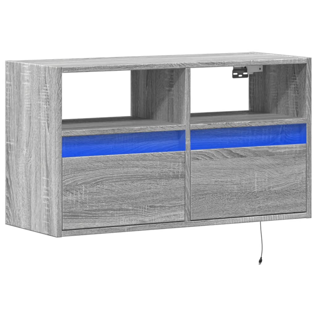 Tv-wandmeubel met LED 80x31x45 cm grijs sonoma eikenkleurig is nu te koop bij PeponiXL, paradijselijk wonen!