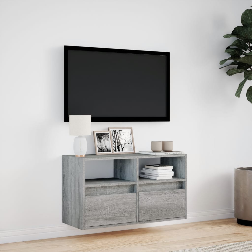 Tv-wandmeubel met LED 80x31x45 cm grijs sonoma eikenkleurig is nu te koop bij PeponiXL, paradijselijk wonen!