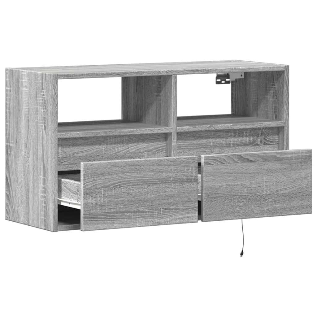 Tv-wandmeubel met LED 80x31x45 cm grijs sonoma eikenkleurig is nu te koop bij PeponiXL, paradijselijk wonen!