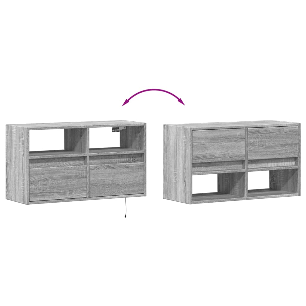 Tv-wandmeubel met LED 80x31x45 cm grijs sonoma eikenkleurig is nu te koop bij PeponiXL, paradijselijk wonen!