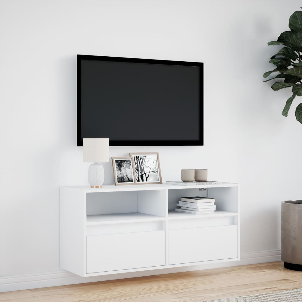Tv-wandmeubel met LED-verlichting 100x31x45 cm wit is nu te koop bij PeponiXL, paradijselijk wonen!