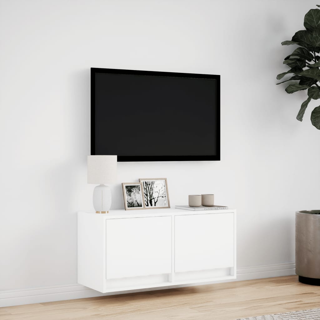Tv-wandmeubel met LED-verlichting 80x31x35 cm wit is nu te koop bij PeponiXL, paradijselijk wonen!