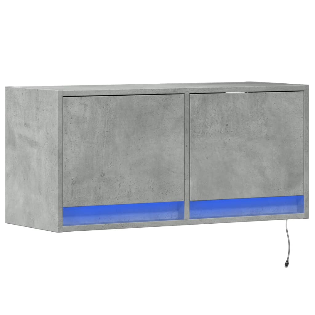Tv-wandmeubel met LED-verlichting 80x31x35 cm betongrijs is nu te koop bij PeponiXL, paradijselijk wonen!