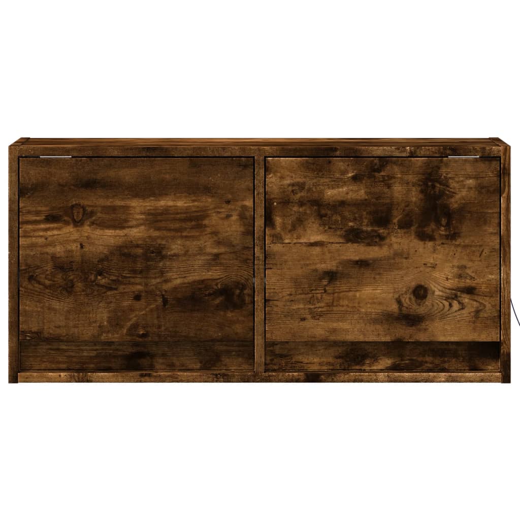 Tv-wandmeubel met LED-verlichting 80x31x35 cm gerookt eiken is nu te koop bij PeponiXL, paradijselijk wonen!