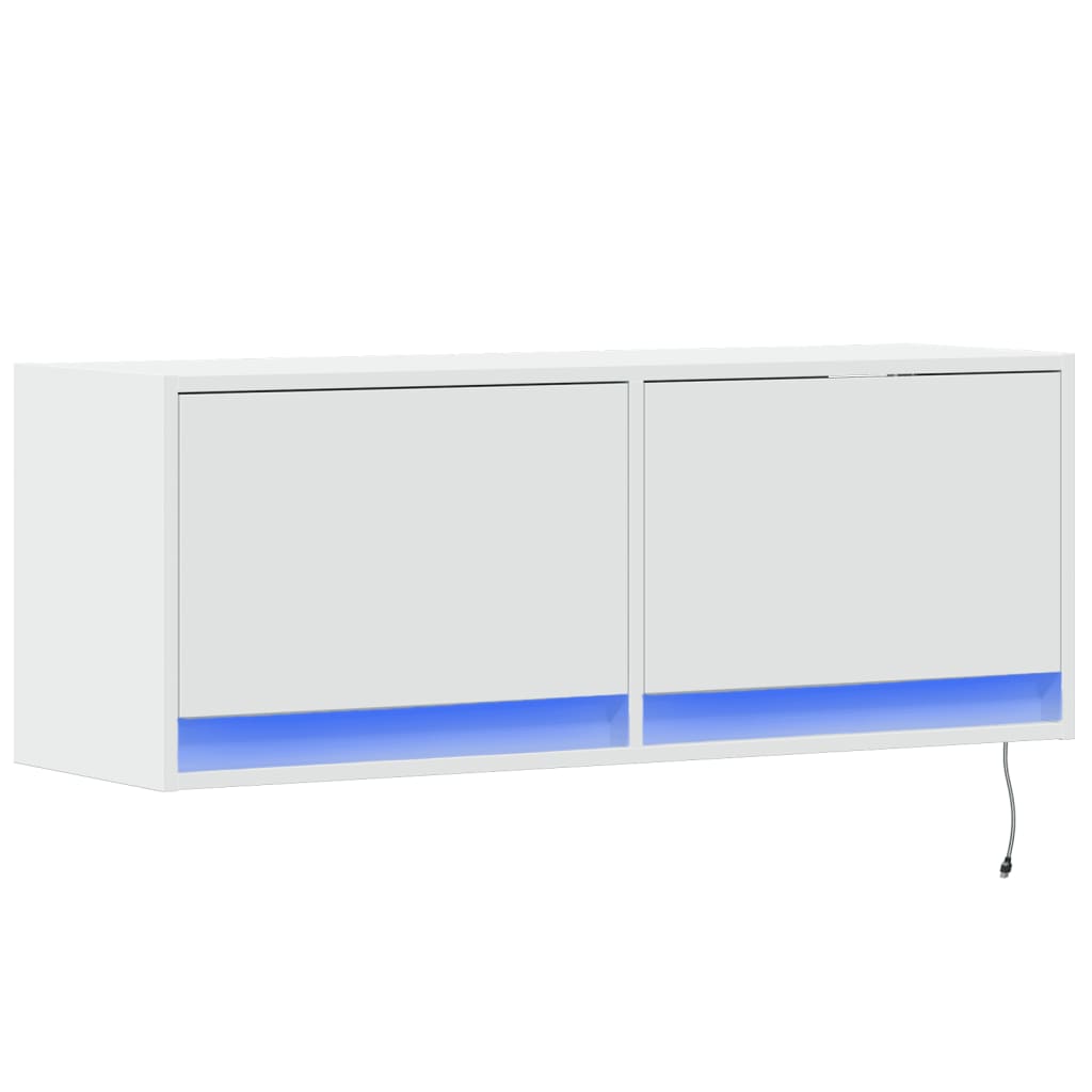 Tv-wandmeubel met LED-verlichting 100x31x35 cm wit is nu te koop bij PeponiXL, paradijselijk wonen!