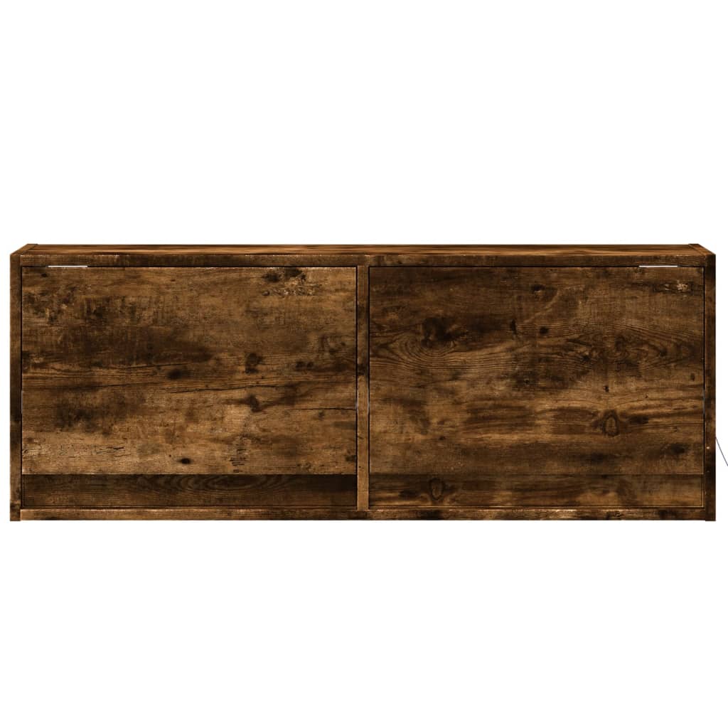 Tv-wandmeubel met LED-verlichting 100x31x35 cm gerookt eiken is nu te koop bij PeponiXL, paradijselijk wonen!