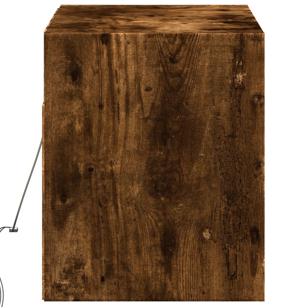 Tv-wandmeubel met LED-verlichting 100x31x35 cm gerookt eiken is nu te koop bij PeponiXL, paradijselijk wonen!