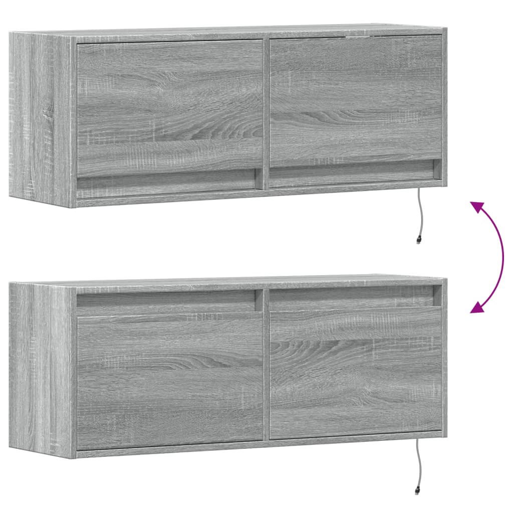 Tv-wandmeubel met LED-verlichting 100x31x35 cm grijs sonoma is nu te koop bij PeponiXL, paradijselijk wonen!