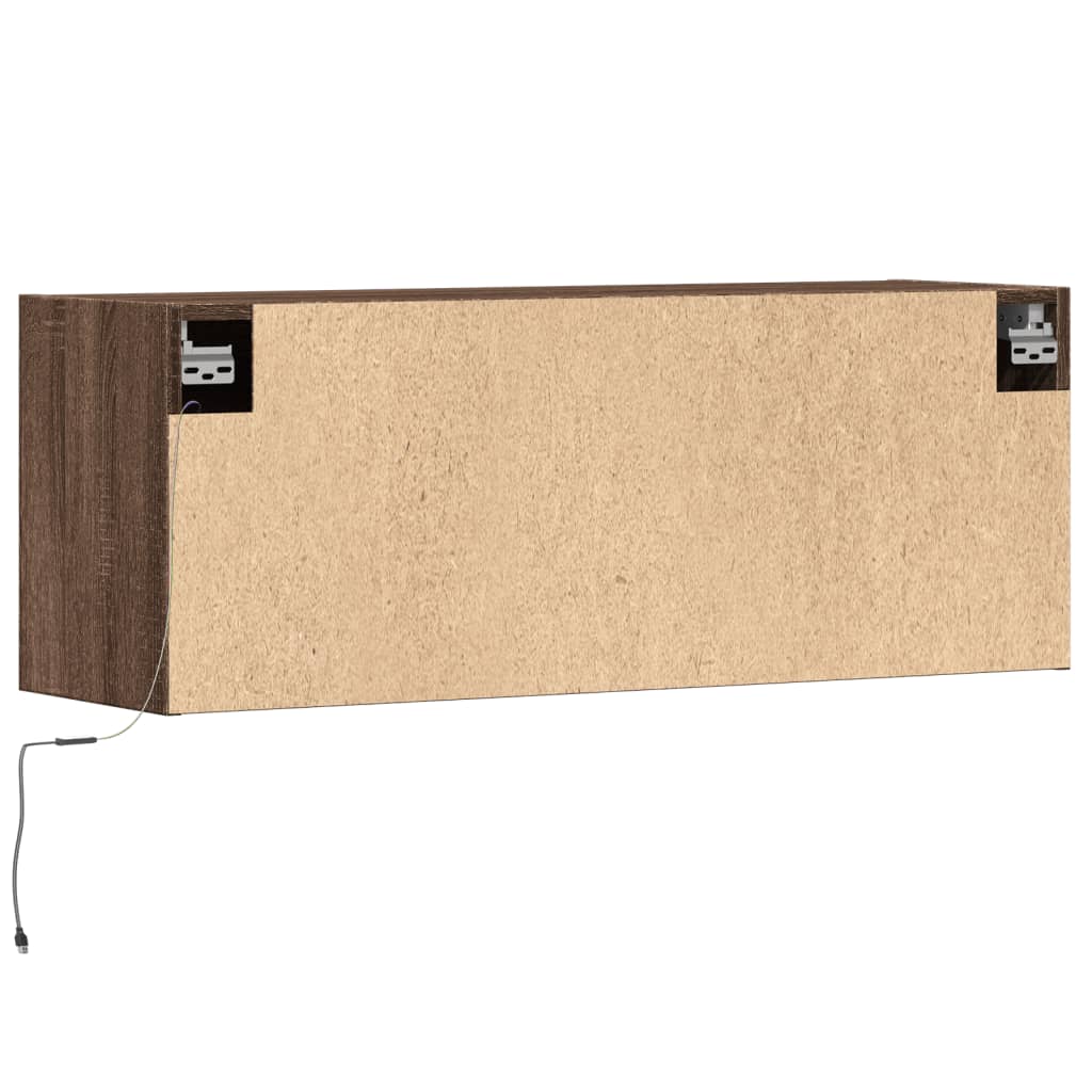 Tv-wandmeubel met LED-verlichting 100x31x35 cm bruin eikenkleur is nu te koop bij PeponiXL, paradijselijk wonen!