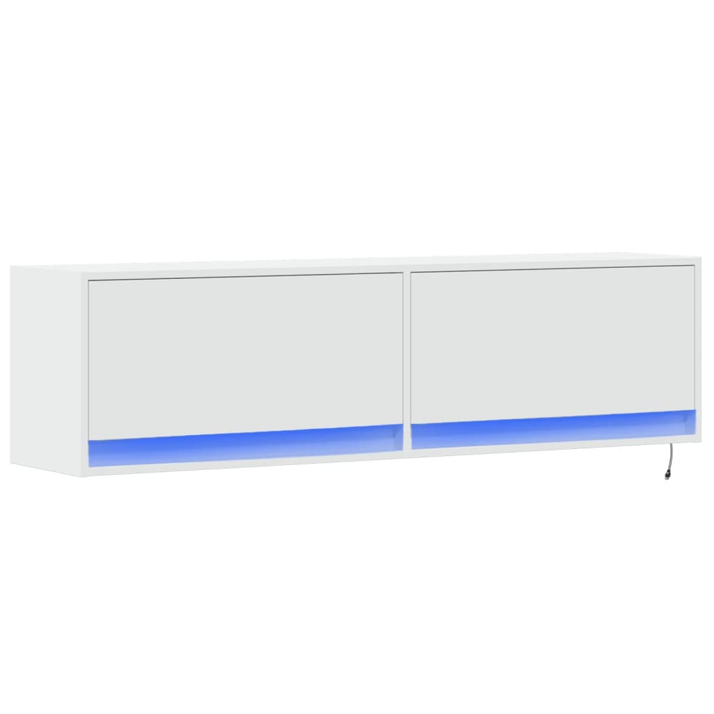 Tv-wandmeubel met LED-verlichting 140x31x38 cm wit is nu te koop bij PeponiXL, paradijselijk wonen!