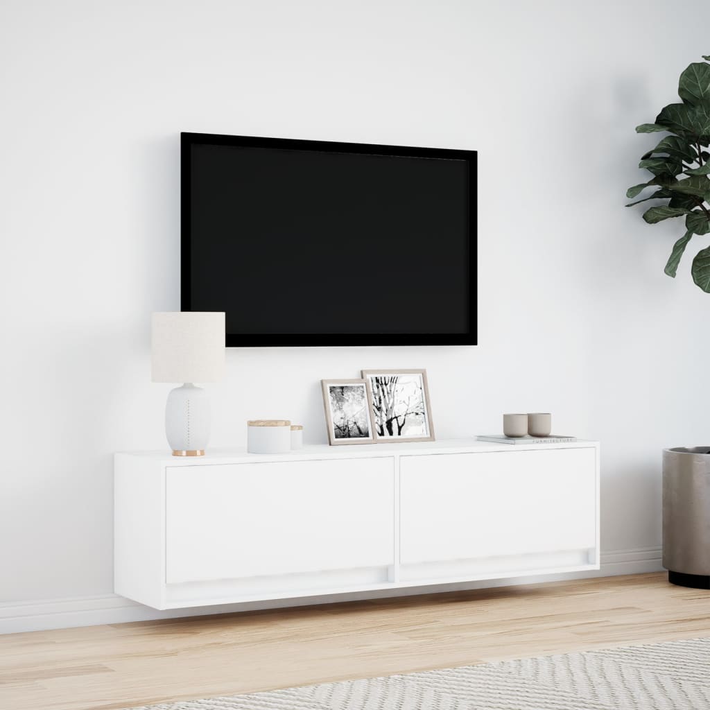 Tv-wandmeubel met LED-verlichting 140x31x38 cm wit is nu te koop bij PeponiXL, paradijselijk wonen!