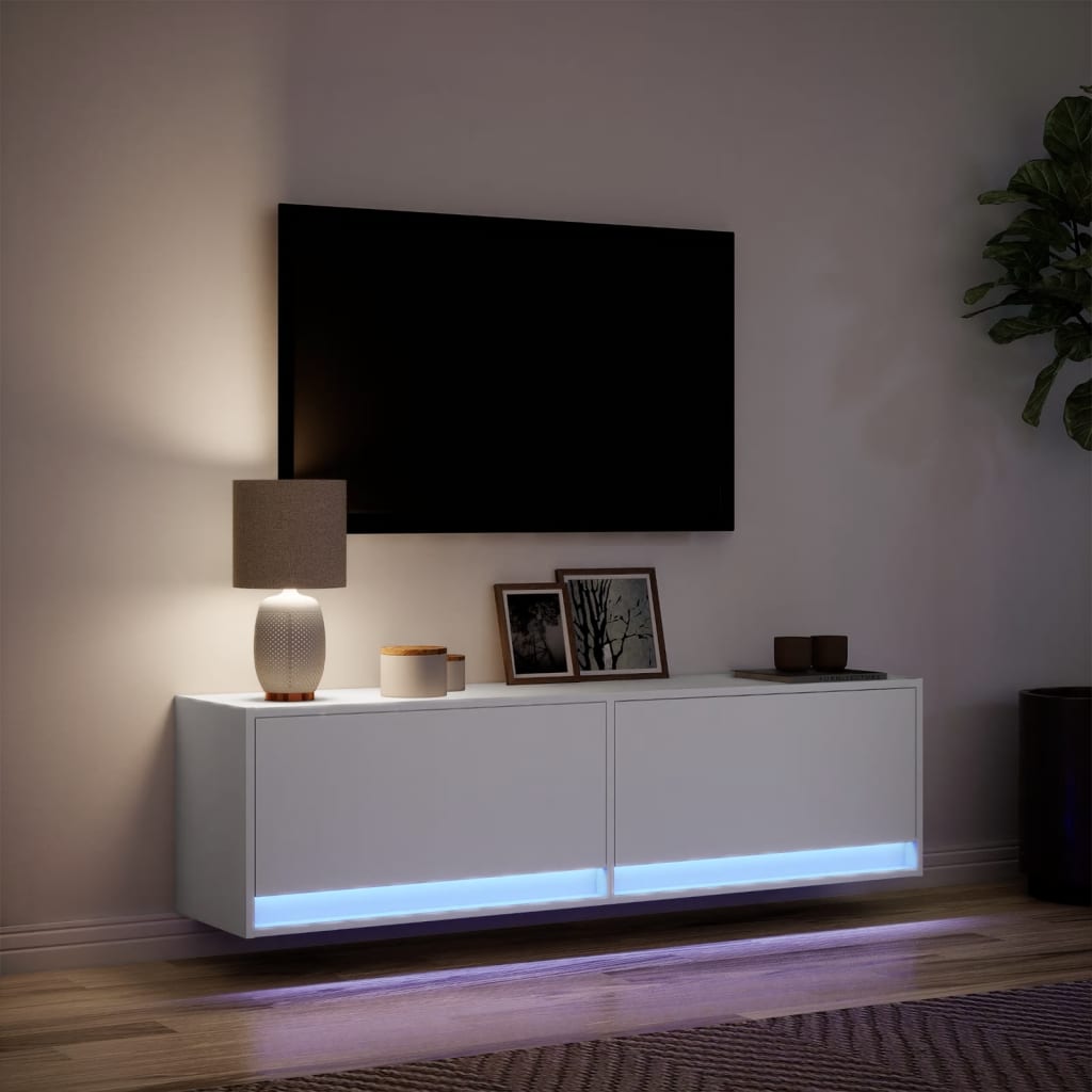 Tv-wandmeubel met LED-verlichting 140x31x38 cm wit is nu te koop bij PeponiXL, paradijselijk wonen!