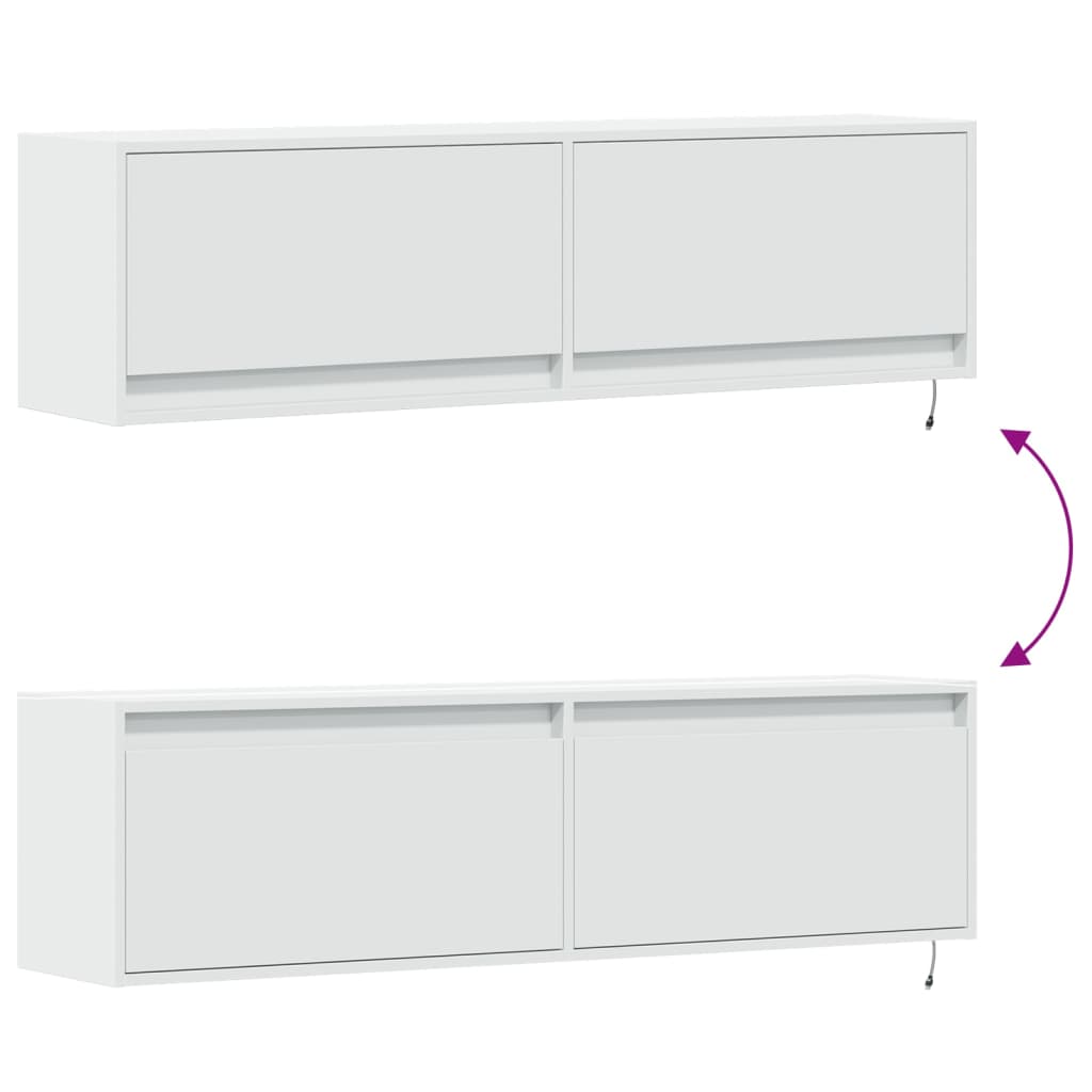 Tv-wandmeubel met LED-verlichting 140x31x38 cm wit is nu te koop bij PeponiXL, paradijselijk wonen!