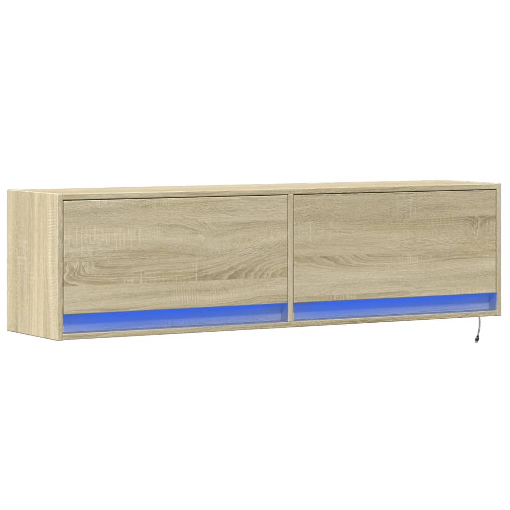 Tv-wandmeubel met LED-verlichting 140x31x38 cm sonoma eiken is nu te koop bij PeponiXL, paradijselijk wonen!