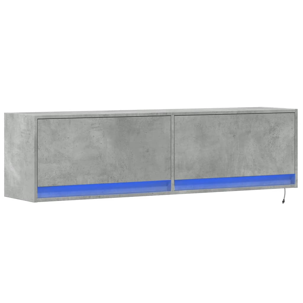 Tv-wandmeubel met LED-verlichting 140x31x38 cm betongrijs is nu te koop bij PeponiXL, paradijselijk wonen!