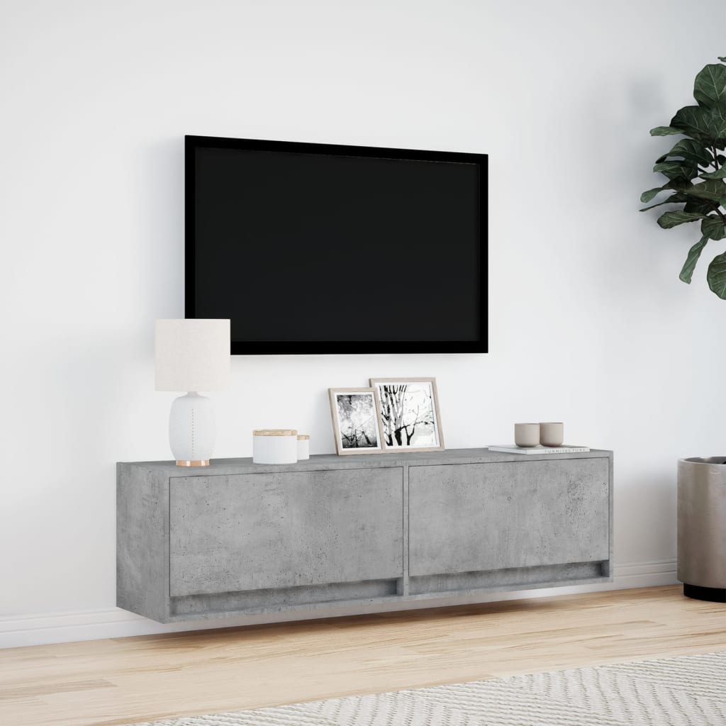 Tv-wandmeubel met LED-verlichting 140x31x38 cm betongrijs is nu te koop bij PeponiXL, paradijselijk wonen!