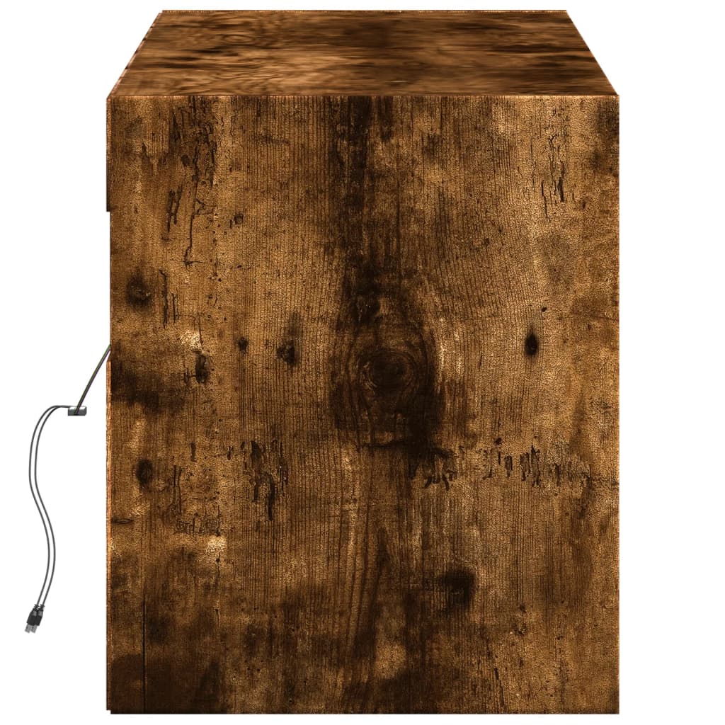 Tv-wandmeubel met LED-verlichting 140x31x38 cm gerookt eiken is nu te koop bij PeponiXL, paradijselijk wonen!