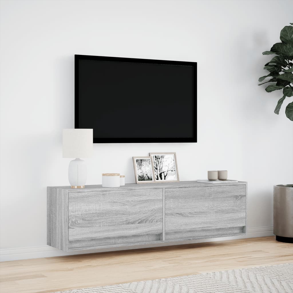 Tv-wandmeubel met LED-verlichting 140x31x38 cm grijs sonoma is nu te koop bij PeponiXL, paradijselijk wonen!