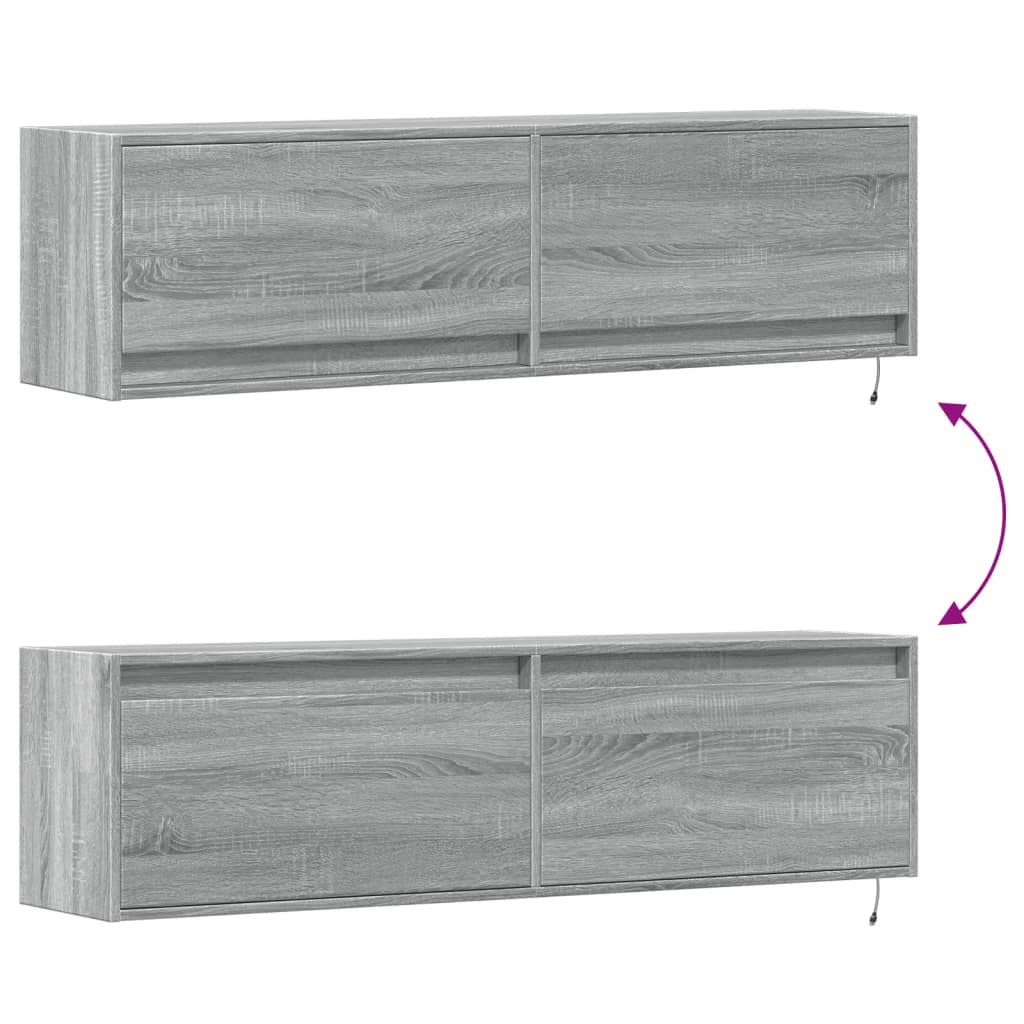 Tv-wandmeubel met LED-verlichting 140x31x38 cm grijs sonoma is nu te koop bij PeponiXL, paradijselijk wonen!