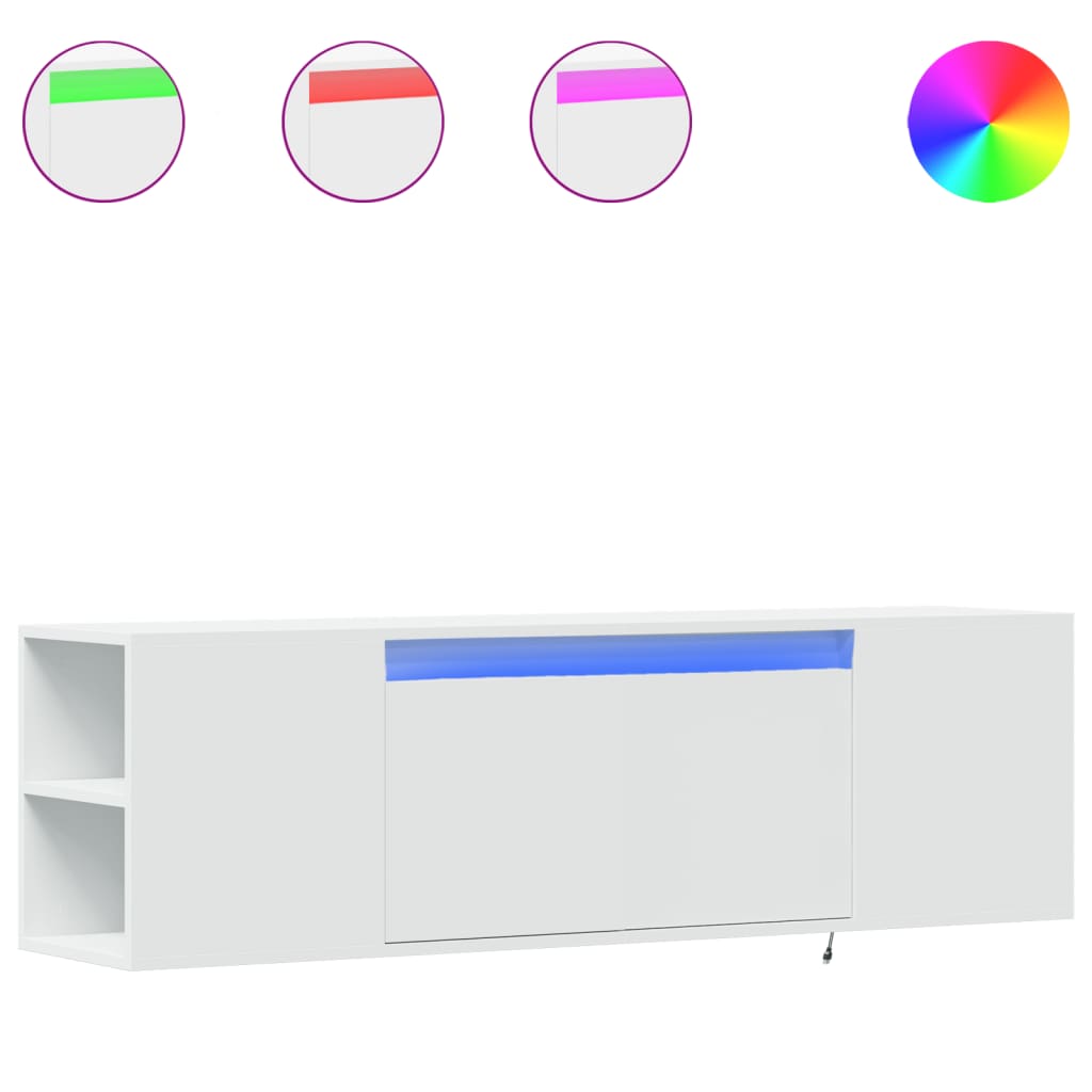 Tv-wandmeubel met LED-verlichting 135x31x39,5 cm wit is nu te koop bij PeponiXL, paradijselijk wonen!