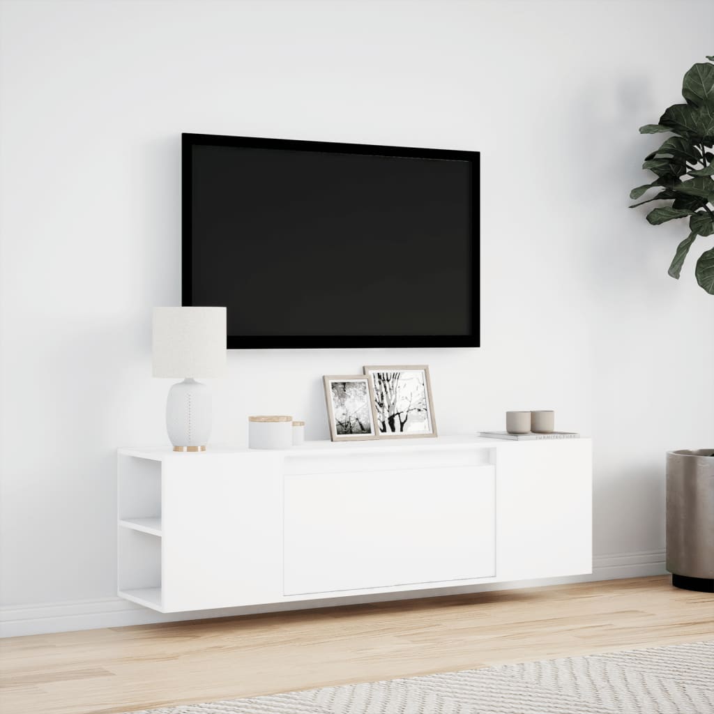 Tv-wandmeubel met LED-verlichting 135x31x39,5 cm wit is nu te koop bij PeponiXL, paradijselijk wonen!