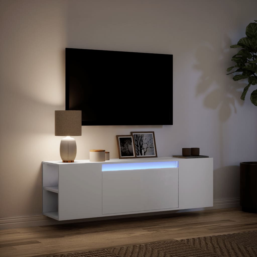 Tv-wandmeubel met LED-verlichting 135x31x39,5 cm wit is nu te koop bij PeponiXL, paradijselijk wonen!
