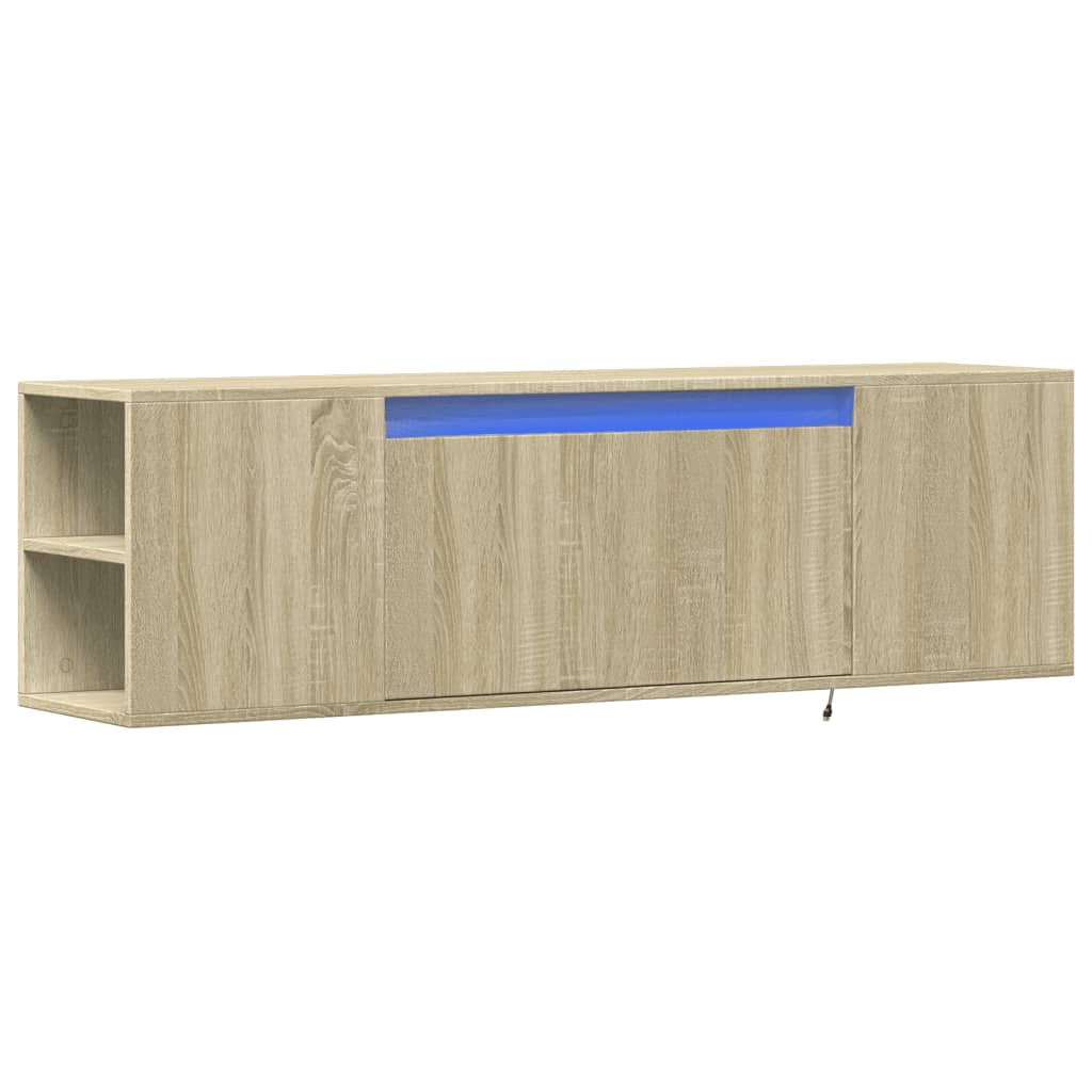Tv-wandmeubel met LED-verlichting 135x31x39,5 cm sonoma eiken is nu te koop bij PeponiXL, paradijselijk wonen!