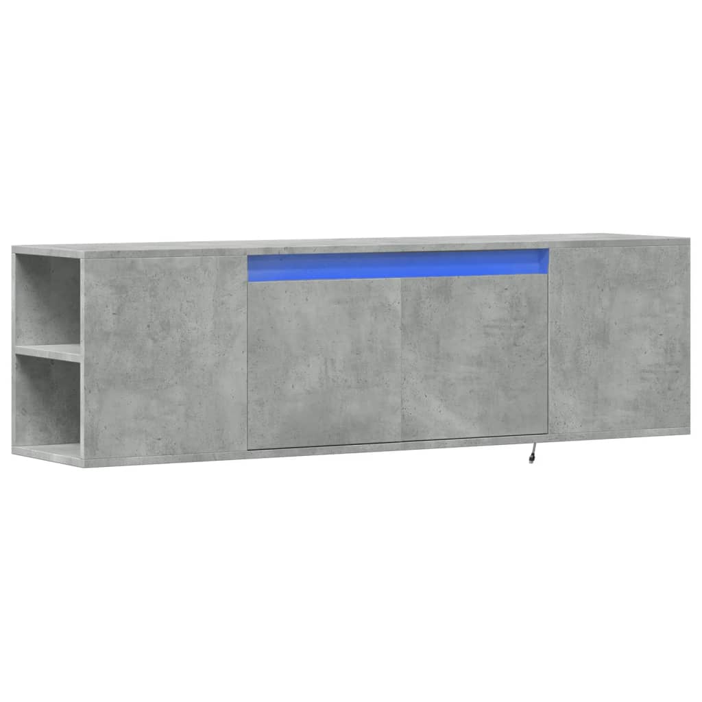 Tv-wandmeubel met LED-verlichting 135x31x39,5 cm betongrijs is nu te koop bij PeponiXL, paradijselijk wonen!