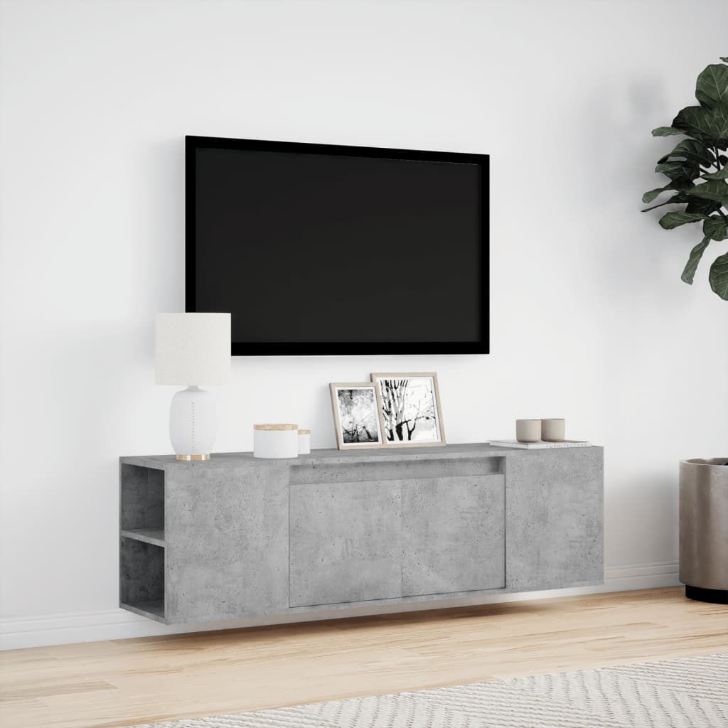 Tv-wandmeubel met LED-verlichting 135x31x39,5 cm betongrijs is nu te koop bij PeponiXL, paradijselijk wonen!