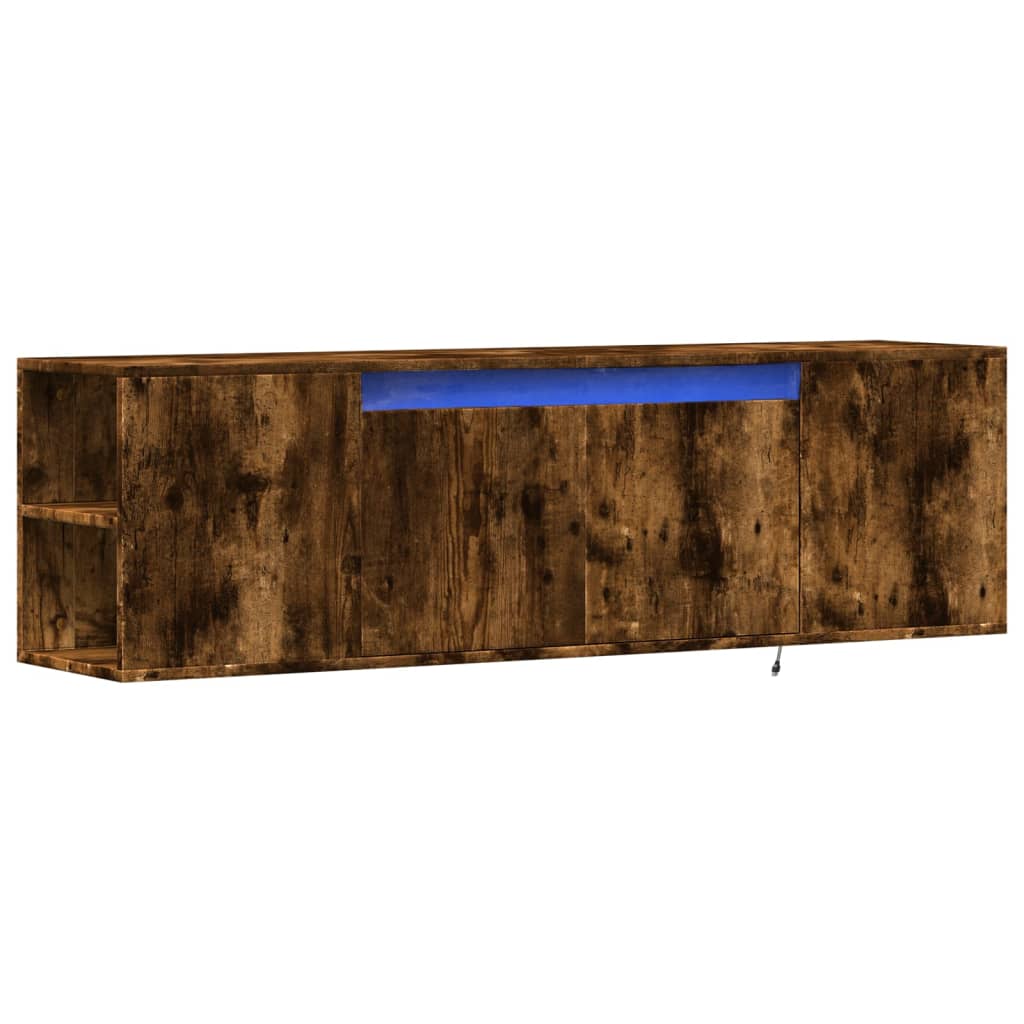 Tv-wandmeubel met LED-verlichting 135x31x39,5 cm gerookt eiken is nu te koop bij PeponiXL, paradijselijk wonen!