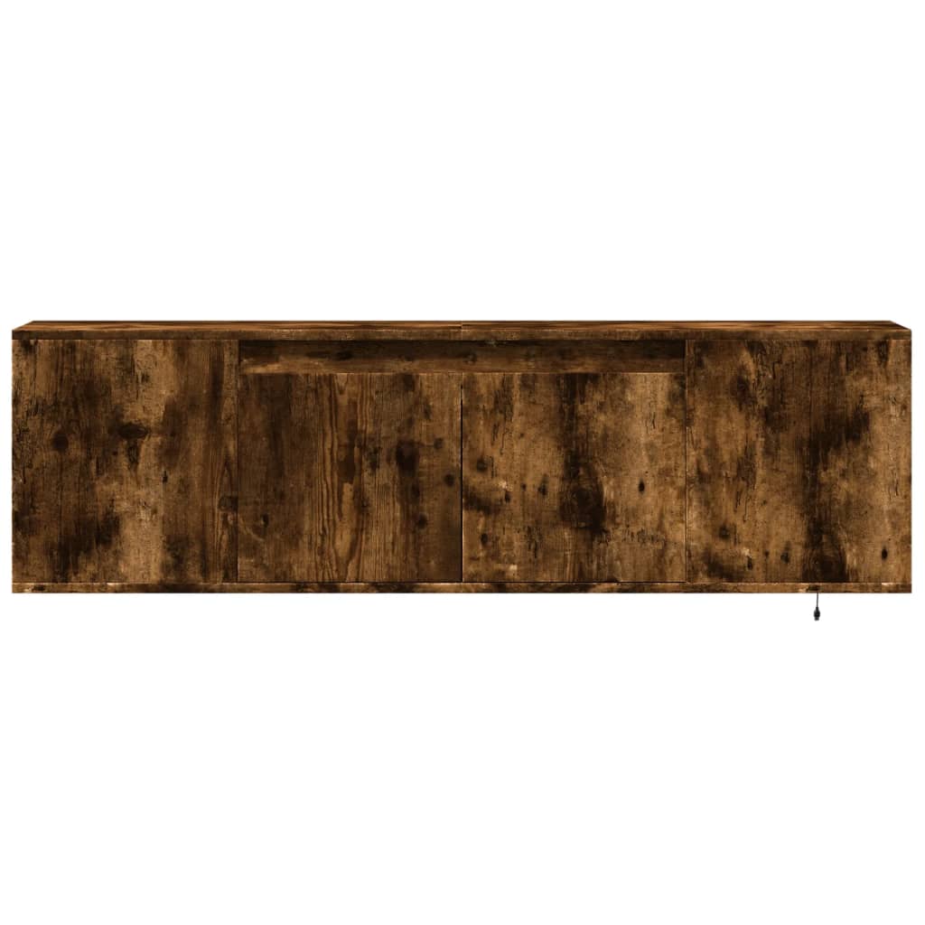 Tv-wandmeubel met LED-verlichting 135x31x39,5 cm gerookt eiken is nu te koop bij PeponiXL, paradijselijk wonen!