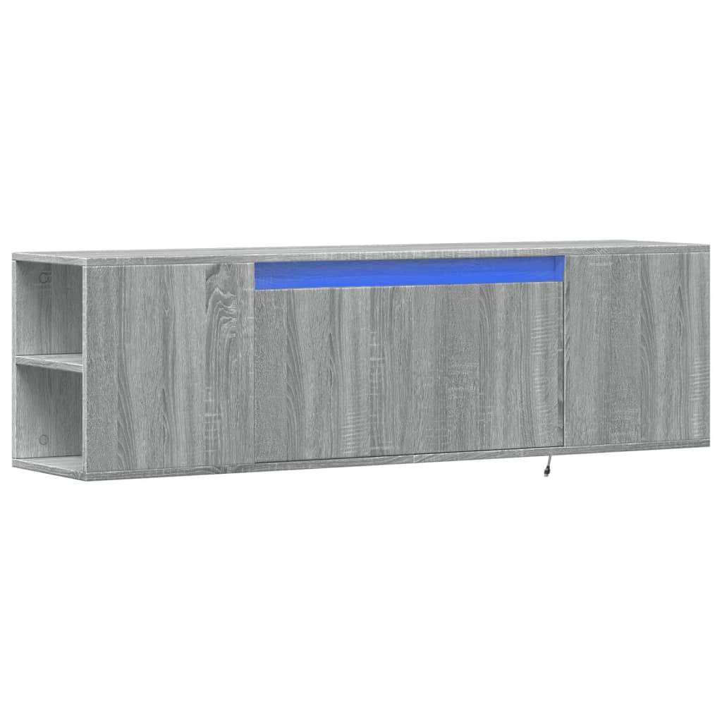 Tv-wandmeubel met LED-verlichting 135x31x39,5 cm grijs sonoma is nu te koop bij PeponiXL, paradijselijk wonen!