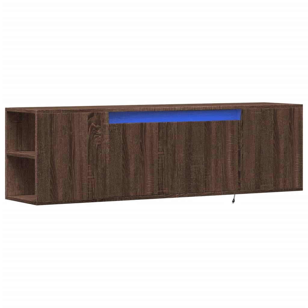 Tv-wandmeubel met LED-verlichting 135x31x39,5 cm bruin eiken is nu te koop bij PeponiXL, paradijselijk wonen!