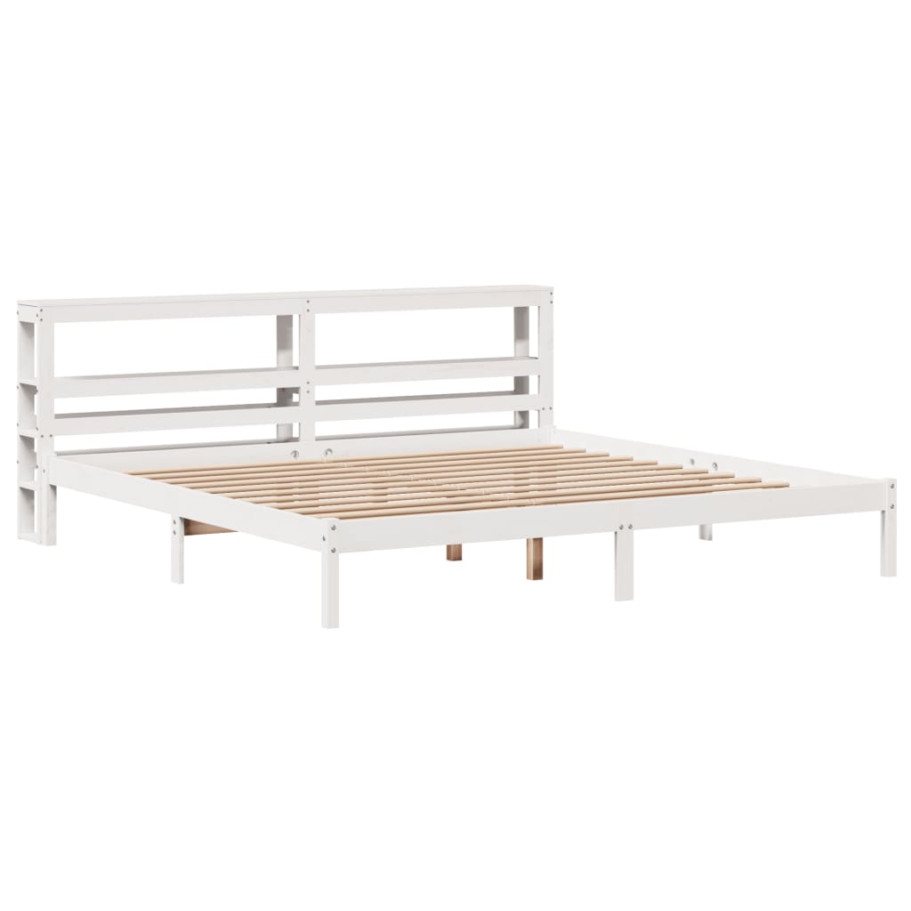 Bedframe zonder matras massief grenenhout wit 200x200 cm is nu te koop bij PeponiXL, paradijselijk wonen!