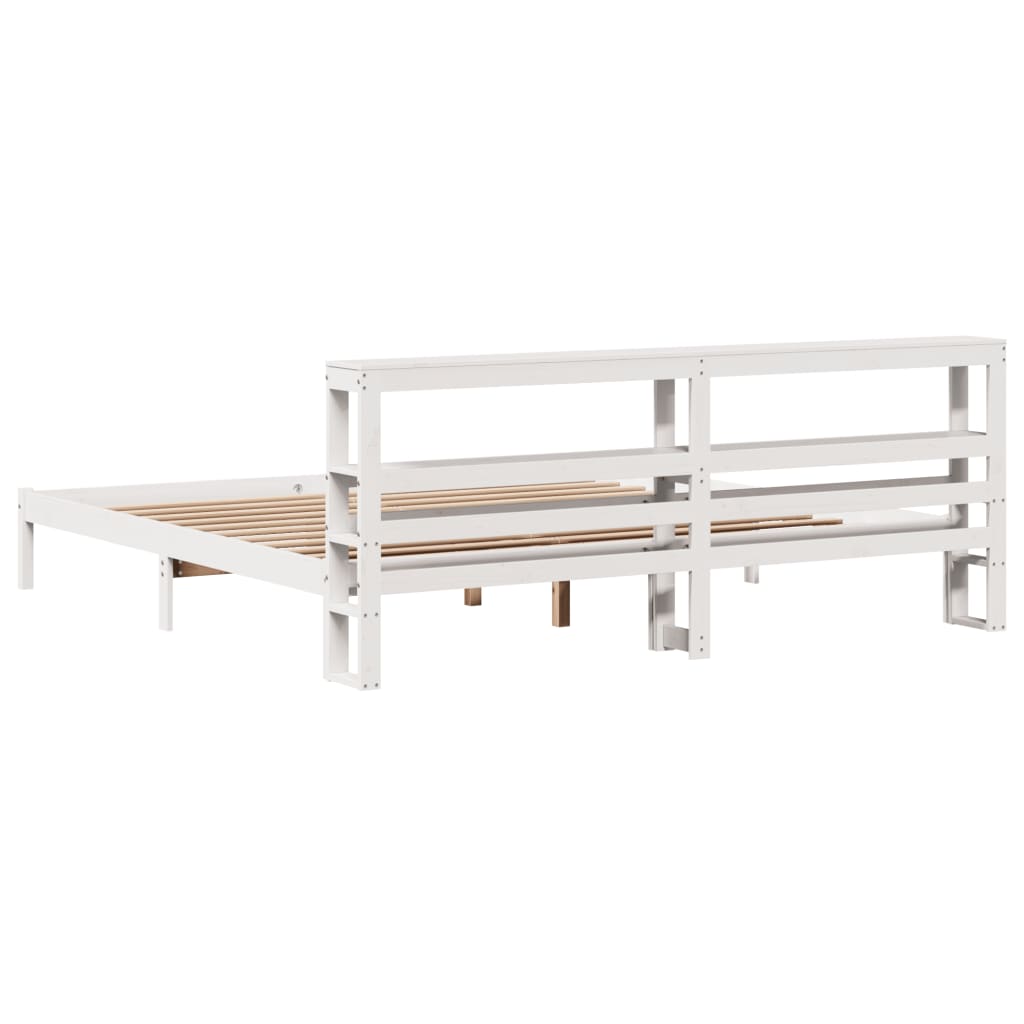 Bedframe zonder matras massief grenenhout wit 200x200 cm is nu te koop bij PeponiXL, paradijselijk wonen!
