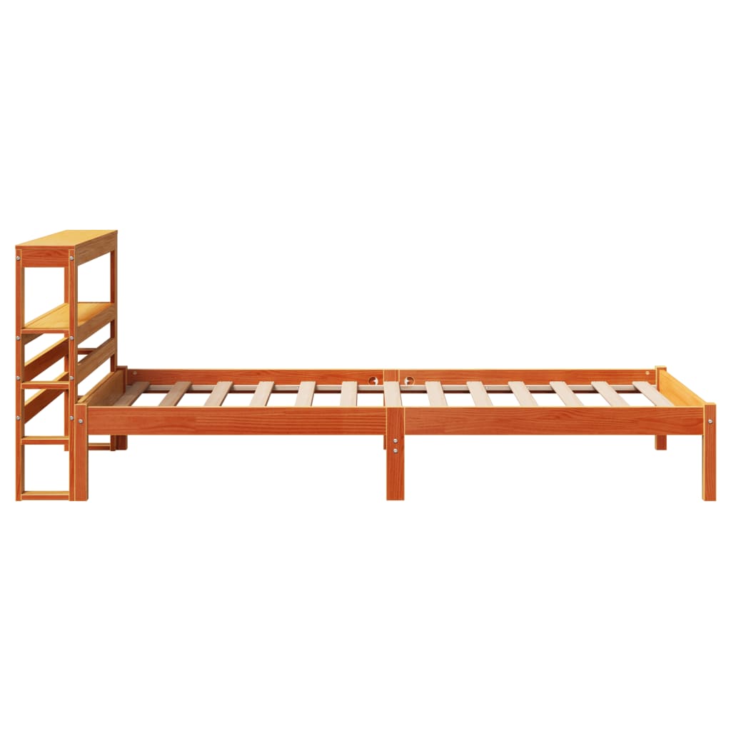 Bedframe met hoofdbord massief grenenhout wasbruin 75x190 cm is nu te koop bij PeponiXL, paradijselijk wonen!