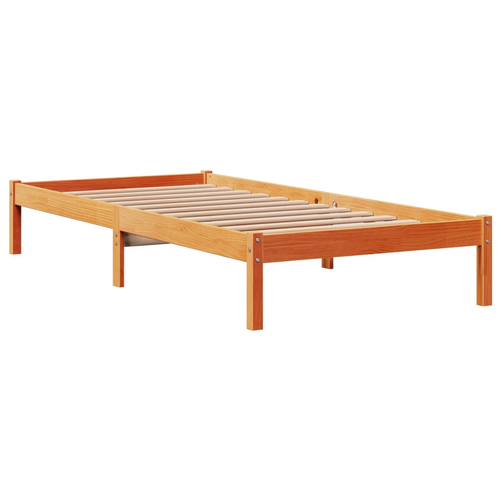Bedframe met hoofdbord massief grenenhout wasbruin 75x190 cm is nu te koop bij PeponiXL, paradijselijk wonen!